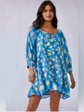 Free People Blue Floral Mini Dress